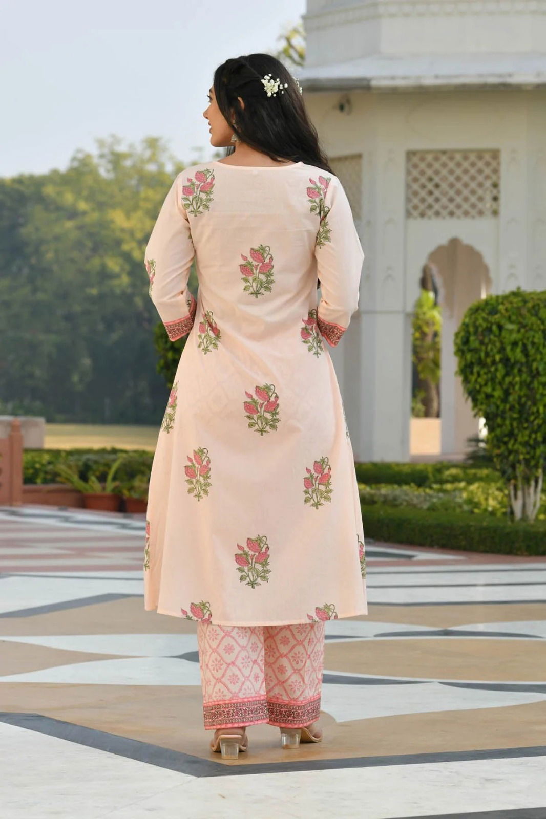  RX47 Aaheli Pink Printed Cotton Kurti With Bottom Dupatta